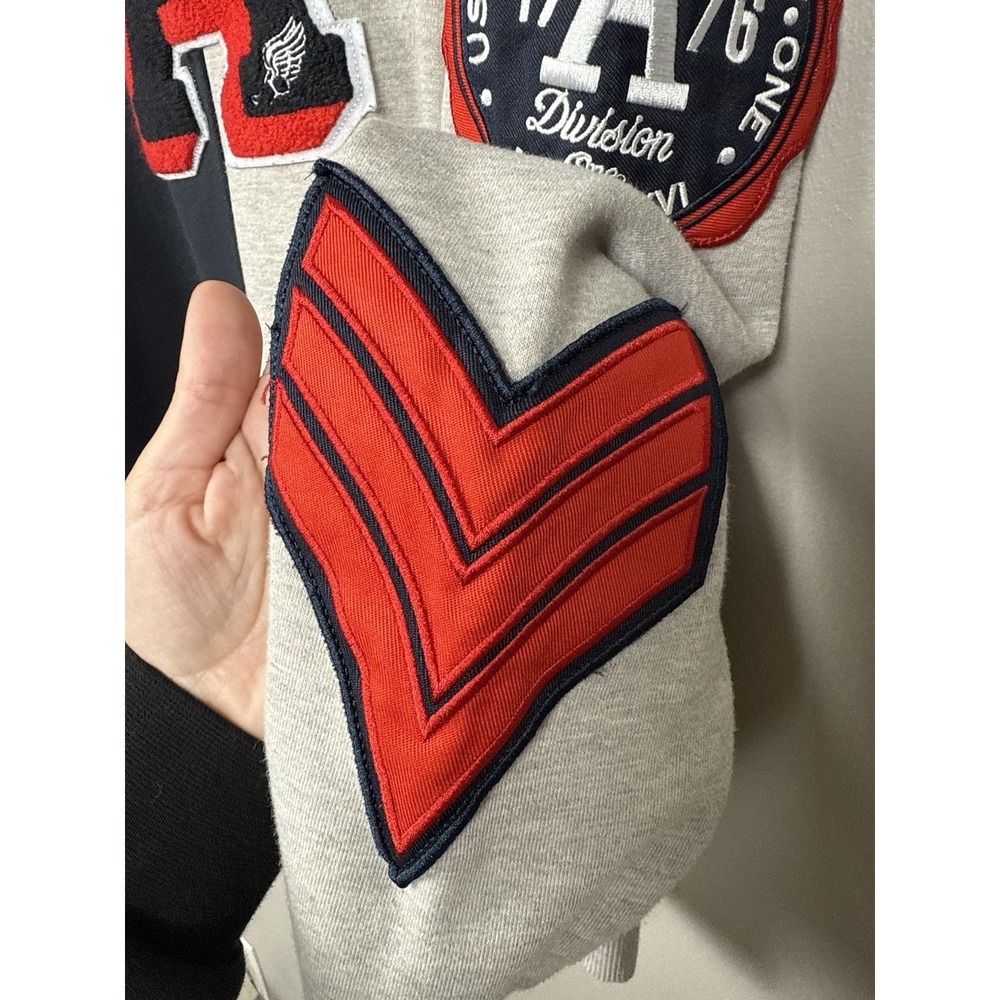 Denim Distillery Heritage America 1776 Crewneck Sweatshirt Rugby Patchwork Y2K L - Picture 9 of 14